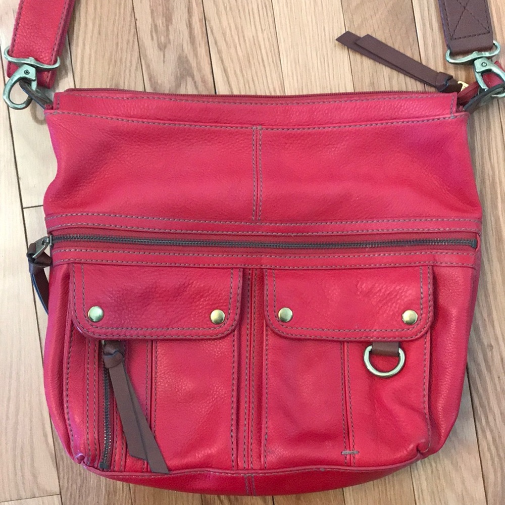 Red Leather Fossil Cross body bag